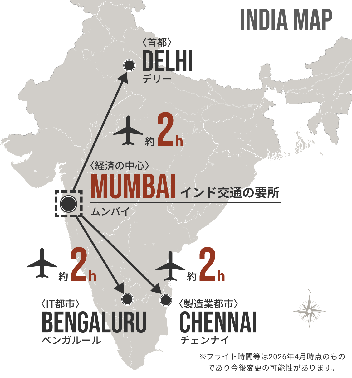 インド主要都市マップ