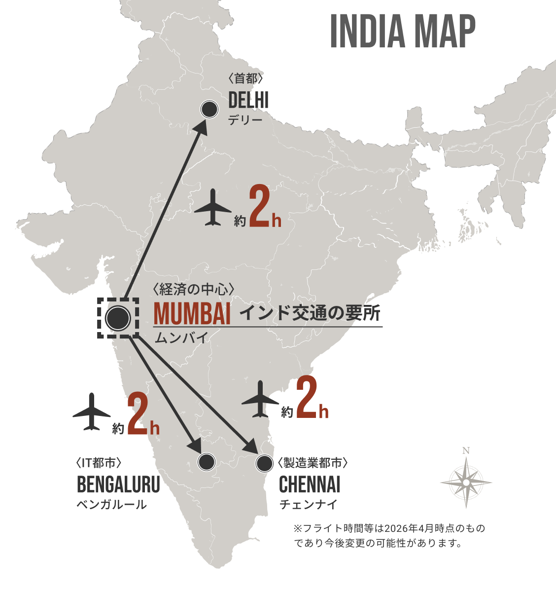 インド主要都市マップ