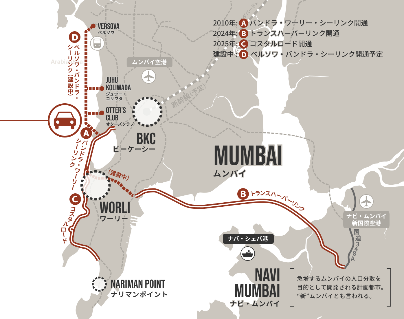 交通インフラの地図（高速道路）